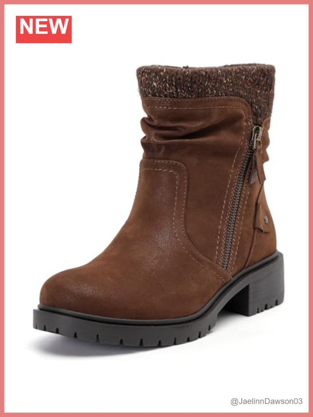 Wide Width Ankle Boots Low Heel Side Zipper Slouchy Mid Calf Vegan Suede